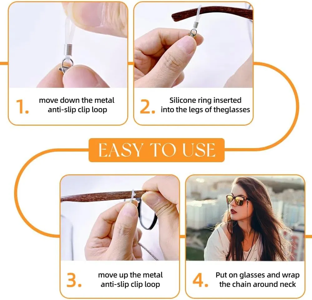3 PCS Eyeglass Chain for Women Stylish,Stainless Steel Glasses Strap for Men Women,Eye Glasses Holders Around Neck