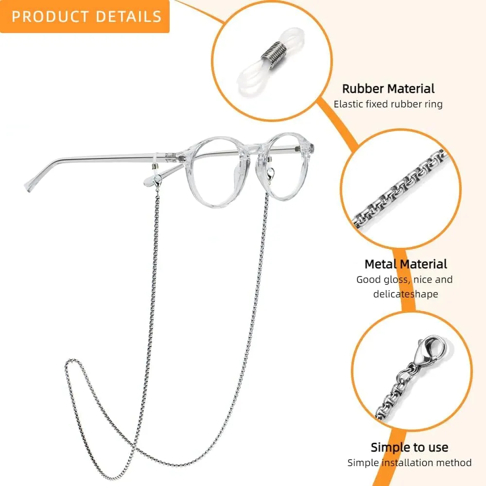 3 PCS Eyeglass Chain for Women Stylish,Stainless Steel Glasses Strap for Men Women,Eye Glasses Holders Around Neck