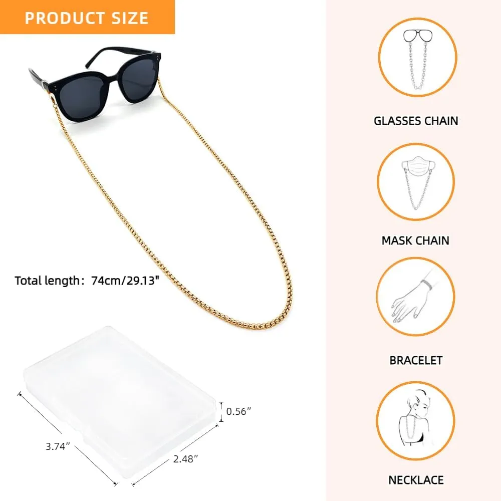 3 PCS Eyeglass Chain for Women Stylish,Stainless Steel Glasses Strap for Men Women,Eye Glasses Holders Around Neck