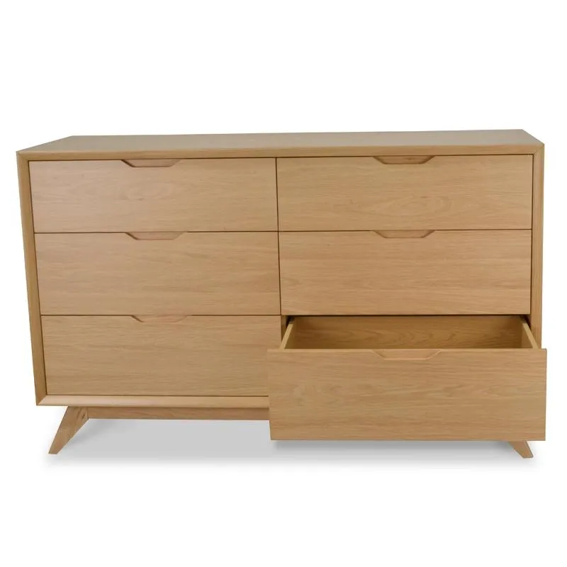 6 Drawer Wide Chest - Natural