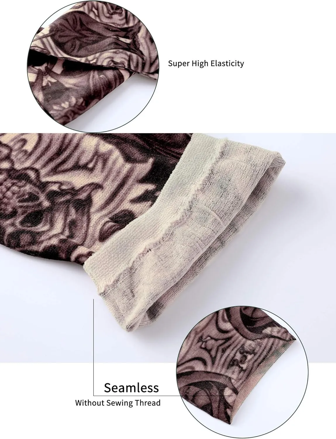 Boao 20 Pcs Men's Cooling Arm Sleeves Long Fingerless Arm Cover Anti Slip UV Protection Sun Temporary Tattoo Sleeves
