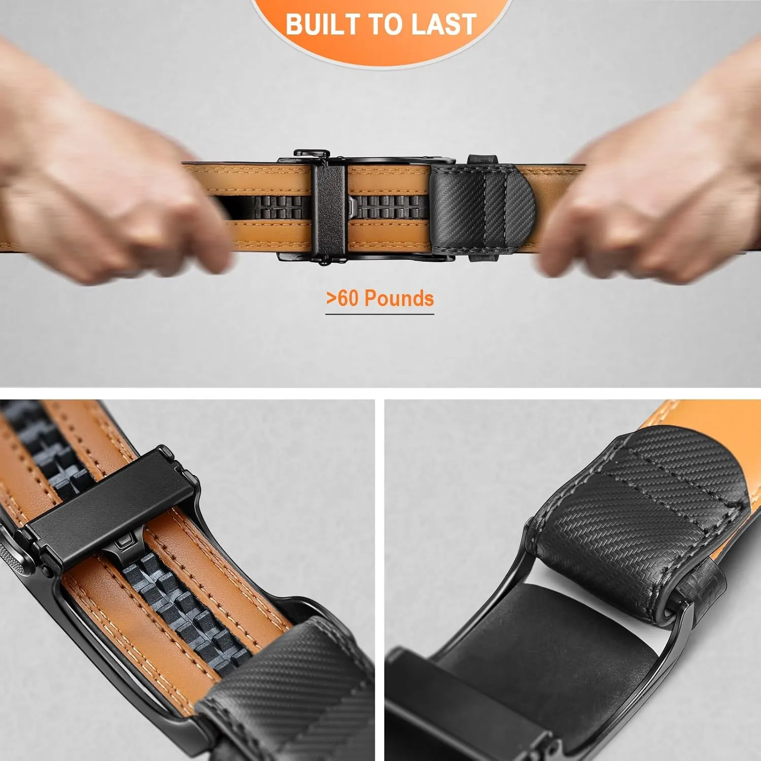 BULLIANT Men's Ratchet Belt Nontrimmable-Click Belt Adjustable for Men Gift Lightweight 1 3/8"