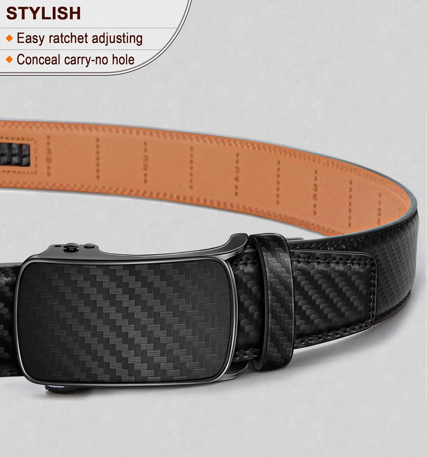 BULLIANT Men's Ratchet Belt Nontrimmable-Click Belt Adjustable for Men Gift Lightweight 1 3/8"