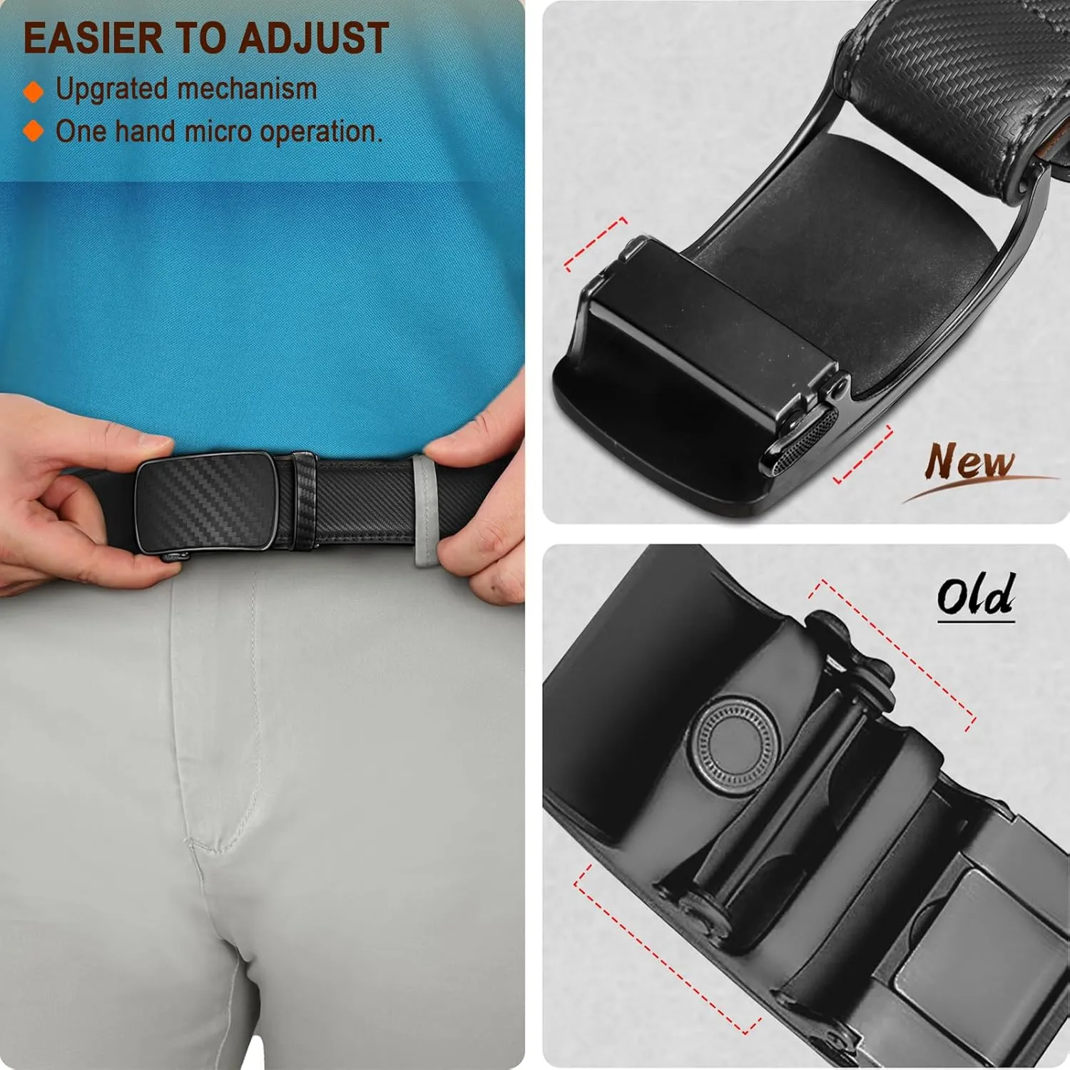 BULLIANT Men's Ratchet Belt Nontrimmable-Click Belt Adjustable for Men Gift Lightweight 1 3/8"