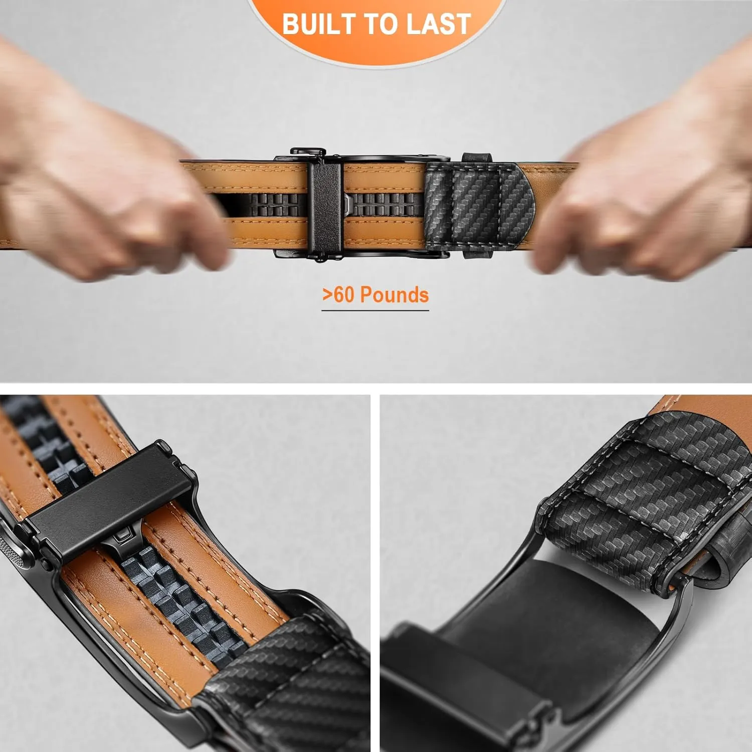 BULLIANT Men's Ratchet Belt Nontrimmable-Click Belt Adjustable for Men Gift Lightweight 1 3/8"