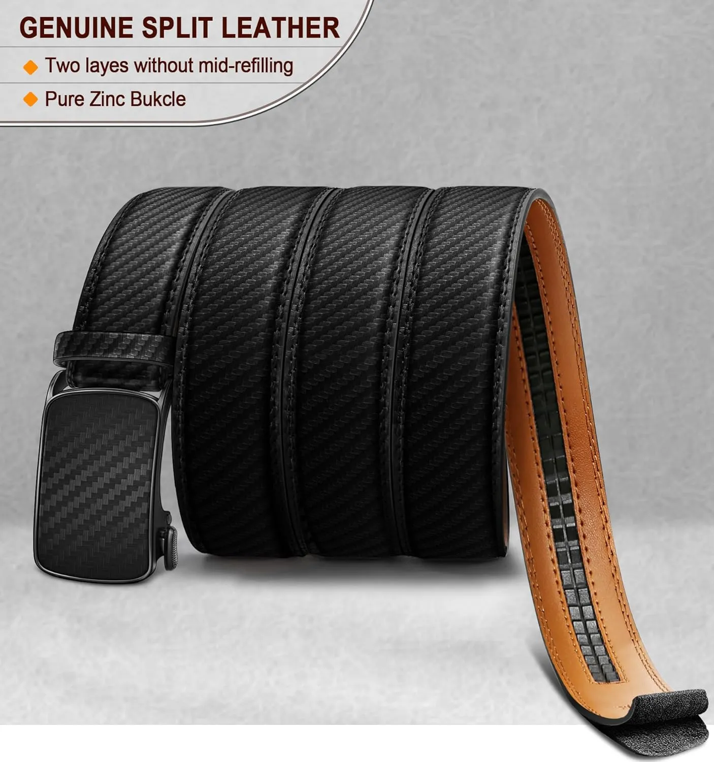 BULLIANT Men's Ratchet Belt Nontrimmable-Click Belt Adjustable for Men Gift Lightweight 1 3/8"