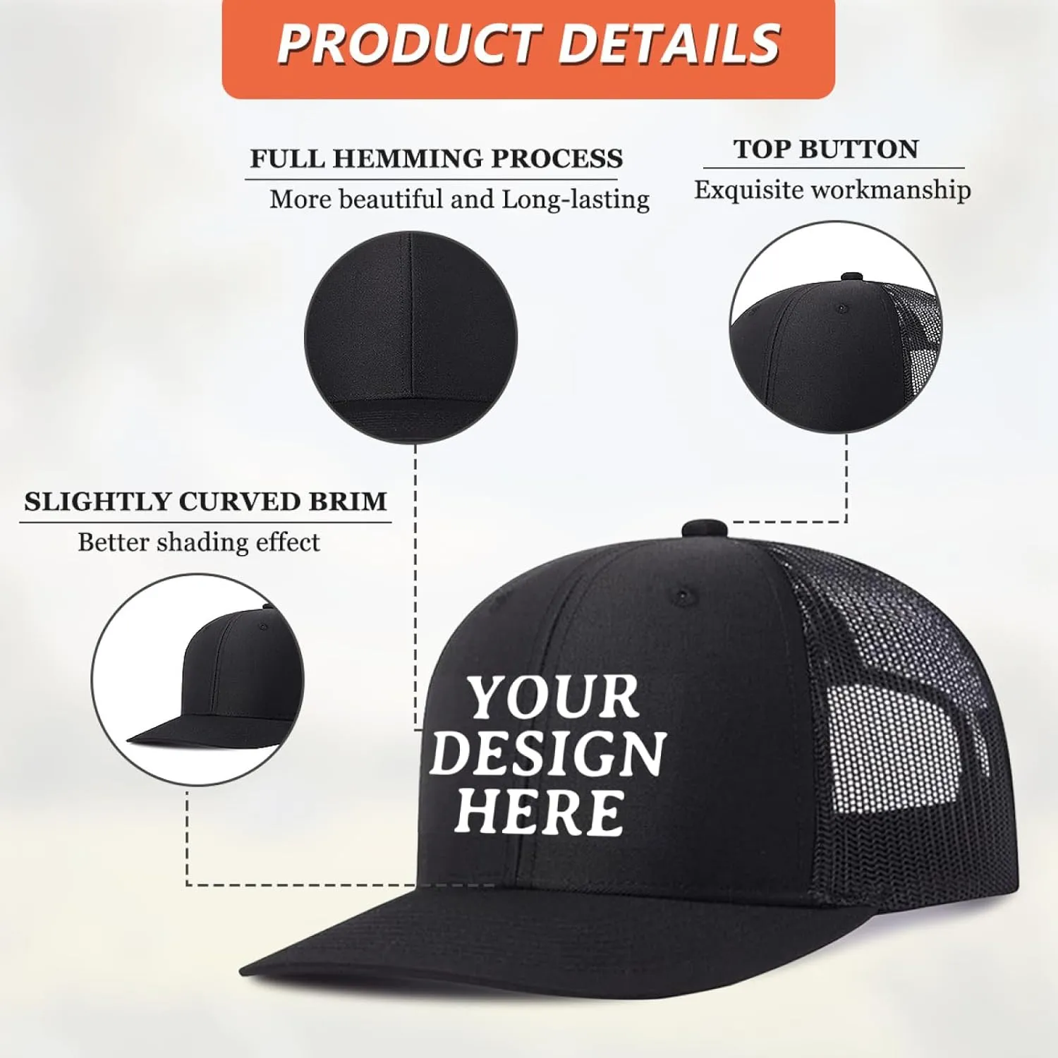 Custom Hat Bulk Custom Hats for Man Woman Design Your Own Bulk Custom Trucker Hat Add Logo Text Photo