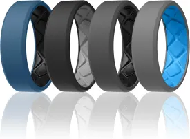Egnaro Men's Silicone Rings, 7.5mm Wide 2.5mm Thick Rubber Bands For Him, Ergonomic Beveled Edge Two Tone Waterproof Workout Accessories