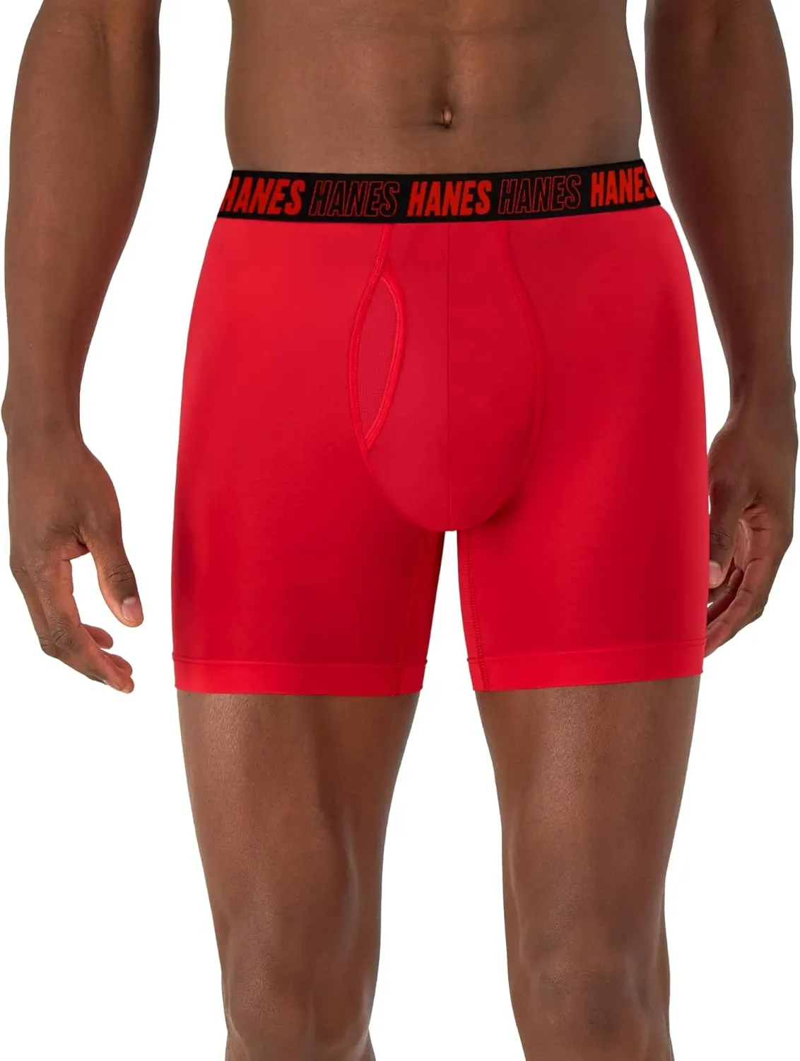 Hanes Men's Moves Performance Boxer Brief, Total Support Pouch, Regular/Trunk/Long Leg, 3-Pack, 8"