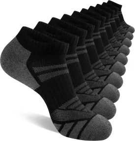 Heatuff 10 Pairs Men's Athletic Running Socks - Breathable Cushioned Low Cut Ankle Socks for Casual & Daily Wear