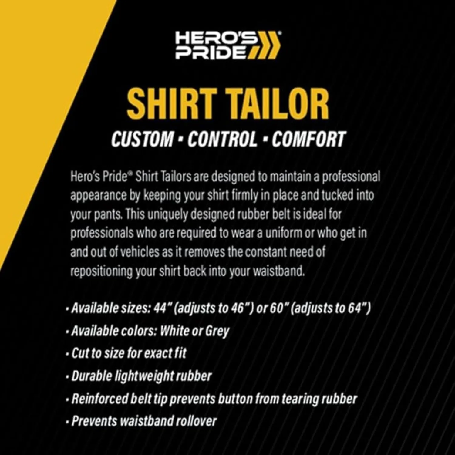 Hero's Pride Shirt Tailor Rubber Belt - Adjustable Shirt Stays for Men - Non-Slip Shirt Keepers For Law Enforcement