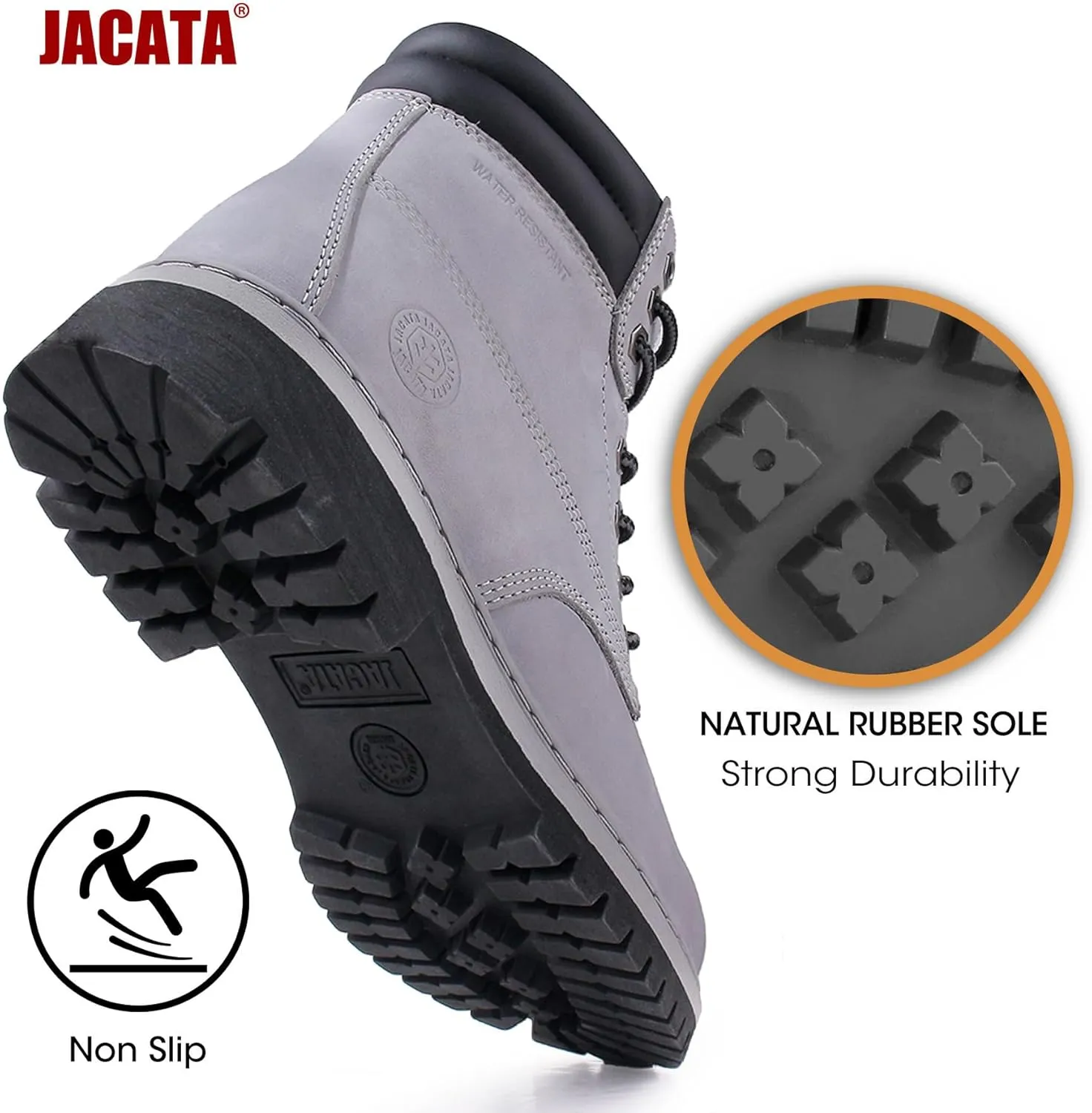 Men's Water Resistant Leather Work Boot Rubber Sole Construction Oil Resistant Utility Industrial Boots