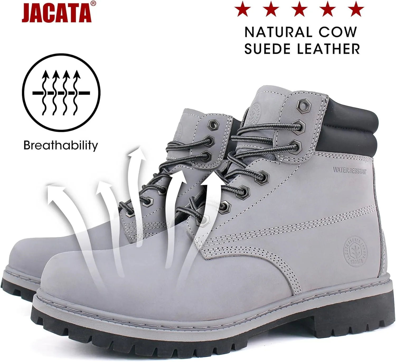 Men's Water Resistant Leather Work Boot Rubber Sole Construction Oil Resistant Utility Industrial Boots