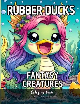 Rubber Ducks Fantasy Creatures Coloring book for Kids Teens and Adults: 70 Simple Creatures to Stress Relief and Relaxing (Quacky Creations: Rubber Duck Coloring Books) Paperback  March 25, 2025