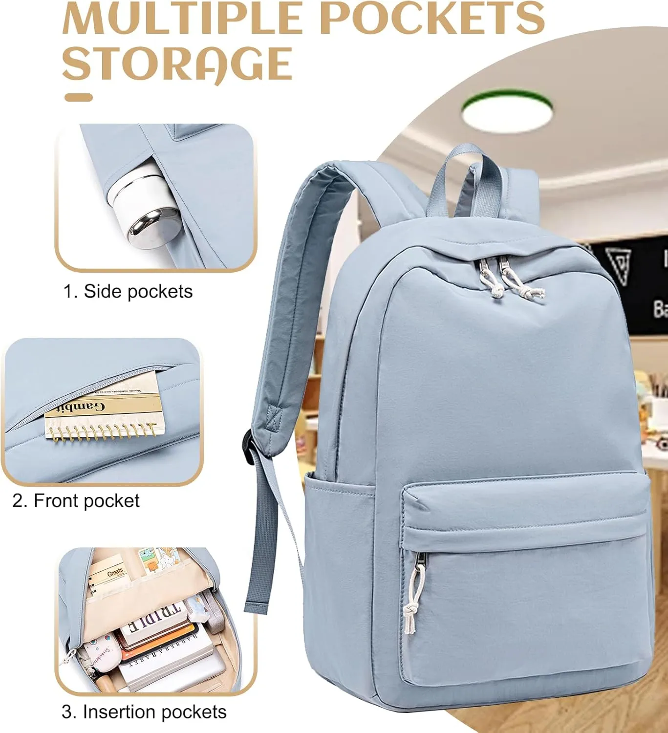 School Backpack for Teen Girls Women Laptop Backpack College Bookbags Middle School Travel Work Commuter Back Pack
