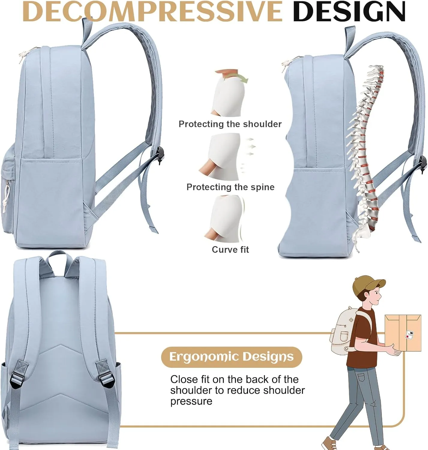 School Backpack for Teen Girls Women Laptop Backpack College Bookbags Middle School Travel Work Commuter Back Pack