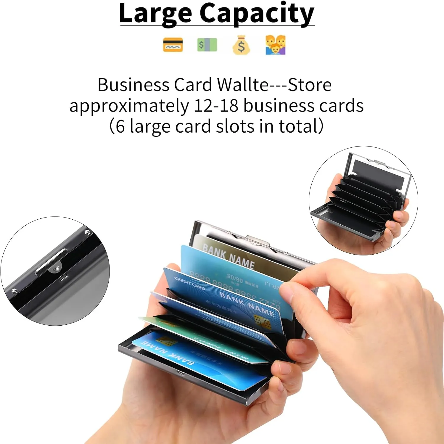Stainless Steel Credit Card Wallet RFID Blocking Metal Case Pocket Business Card Holder for Women and Men