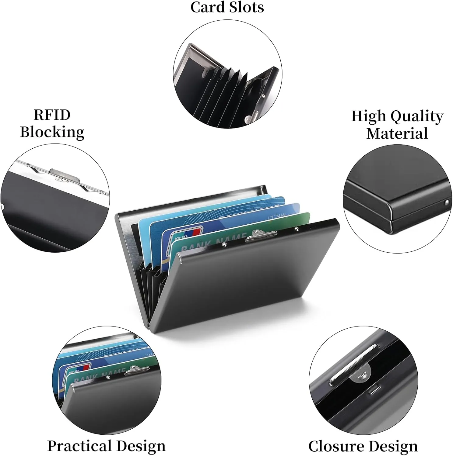 Stainless Steel Credit Card Wallet RFID Blocking Metal Case Pocket Business Card Holder for Women and Men
