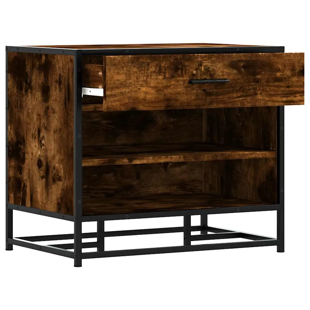 vidaXL Shoe Bench Smoked Oak 60x40x53.5 cm Engineered Wood and Metal