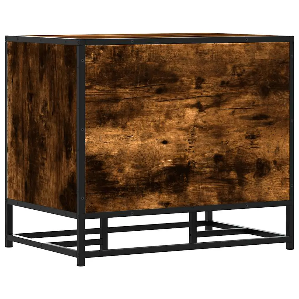 vidaXL Shoe Bench Smoked Oak 60x40x53.5 cm Engineered Wood and Metal