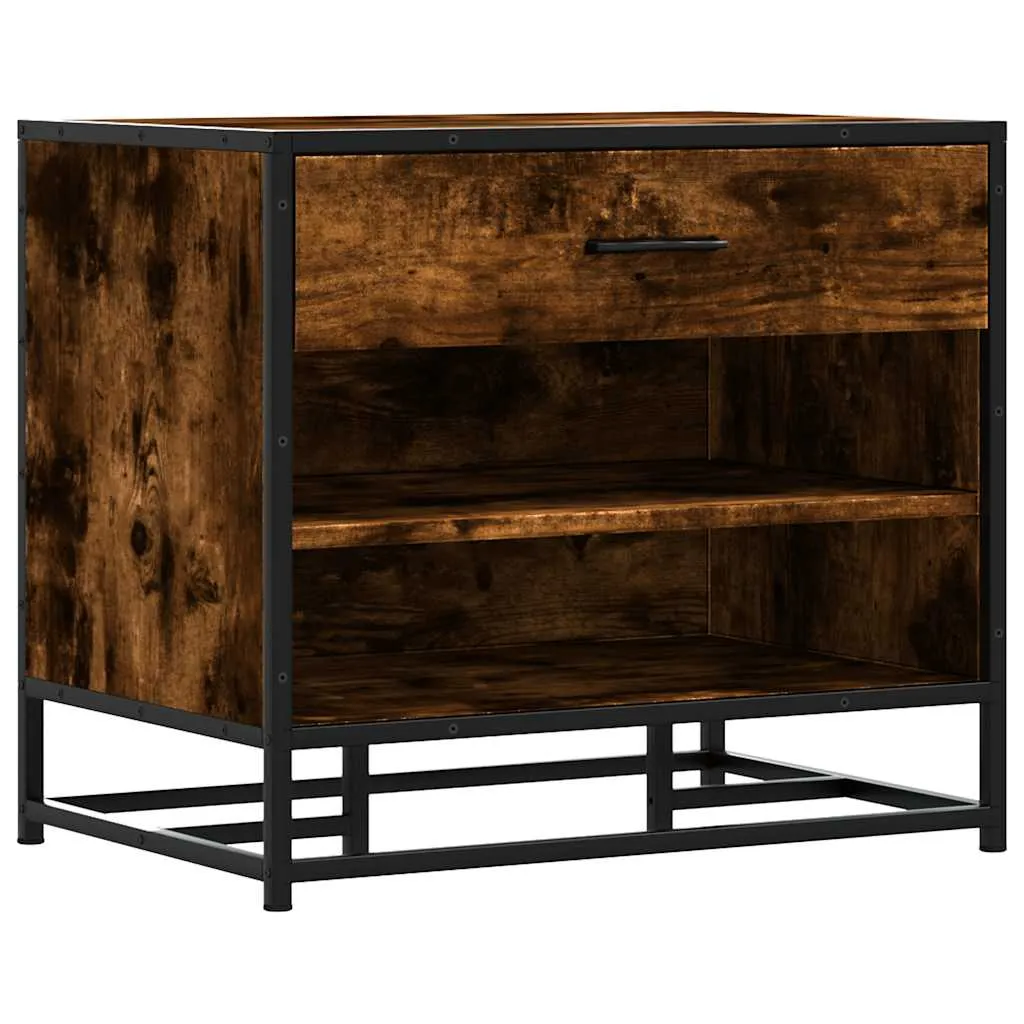 vidaXL Shoe Bench Smoked Oak 60x40x53.5 cm Engineered Wood and Metal
