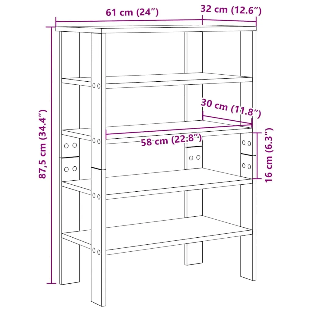 vidaXL Shoe Rack Artisan Oak 61x32x87.5 cm Engineered Wood